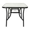 Emma and Oliver Tala Rectangular Tempered Glass Top Patio Table with Umbrella Hole and Black Steel Tube Frame